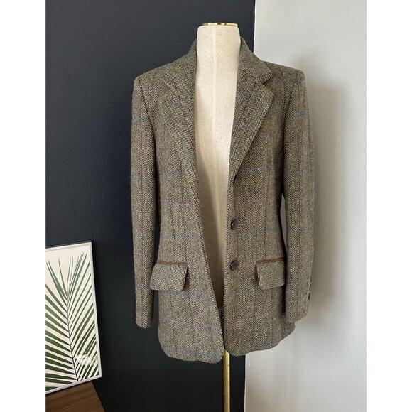 HARRIS TWEED Women Blazer Hand Woven Pure Wool Quite Luxury Preppy Academia - Picture 2 of 16